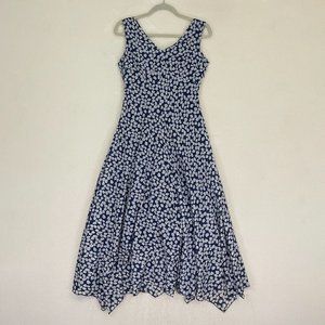 Carole Little Sleeveless 100% Cotton Dress Blue & White Women's Size 4